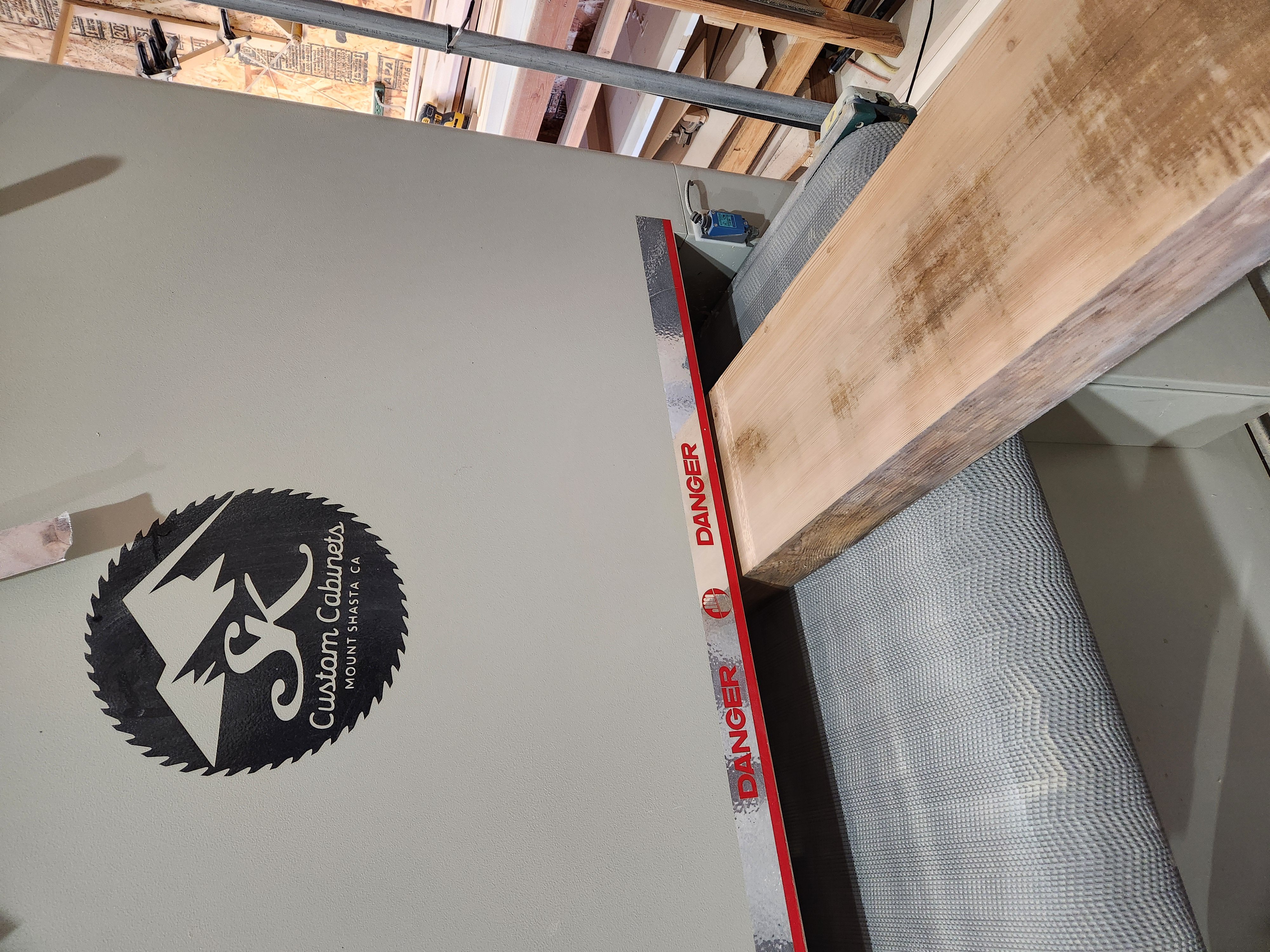 Plank being worked on in shop