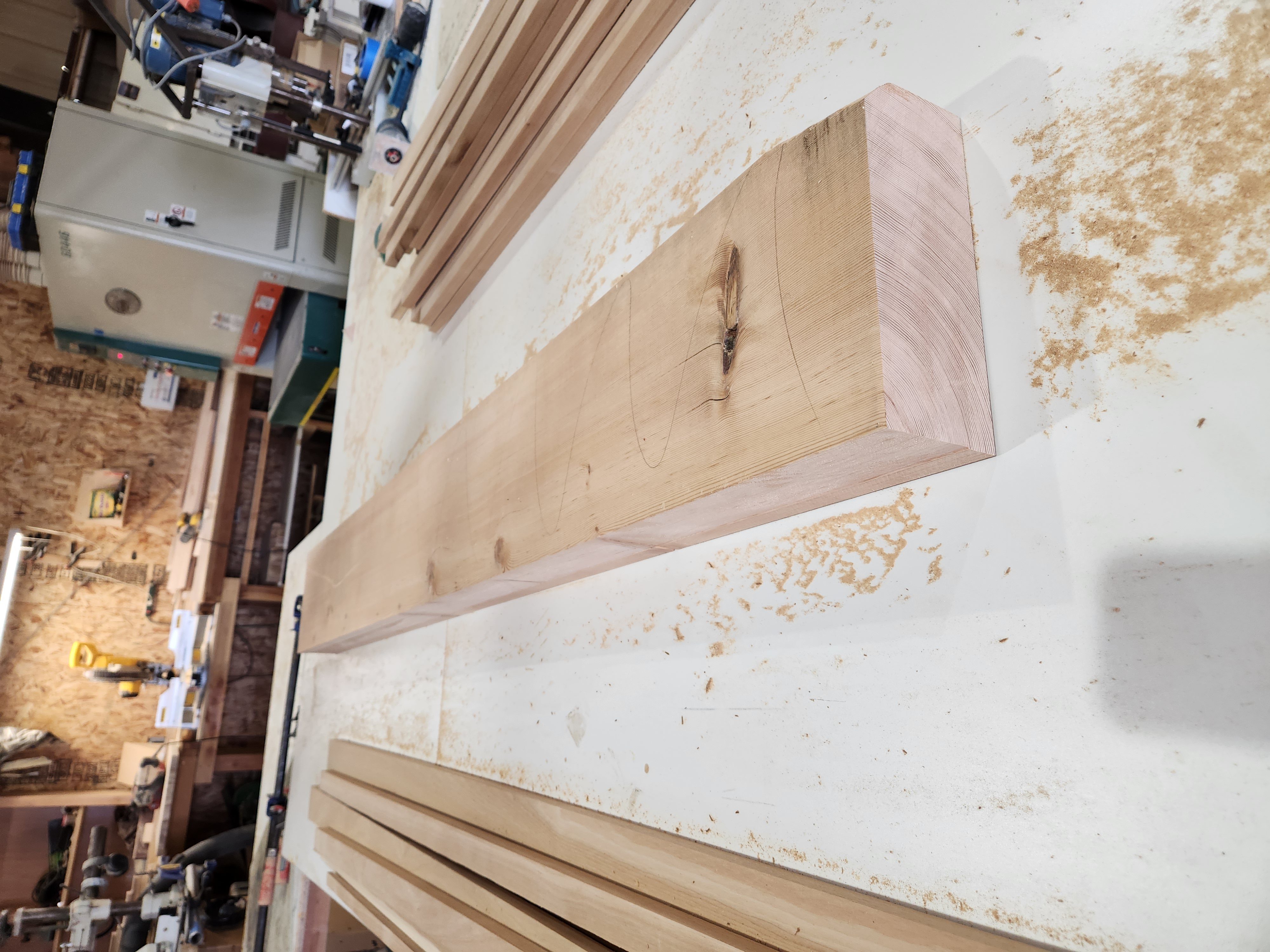 Wood planks on shop floor