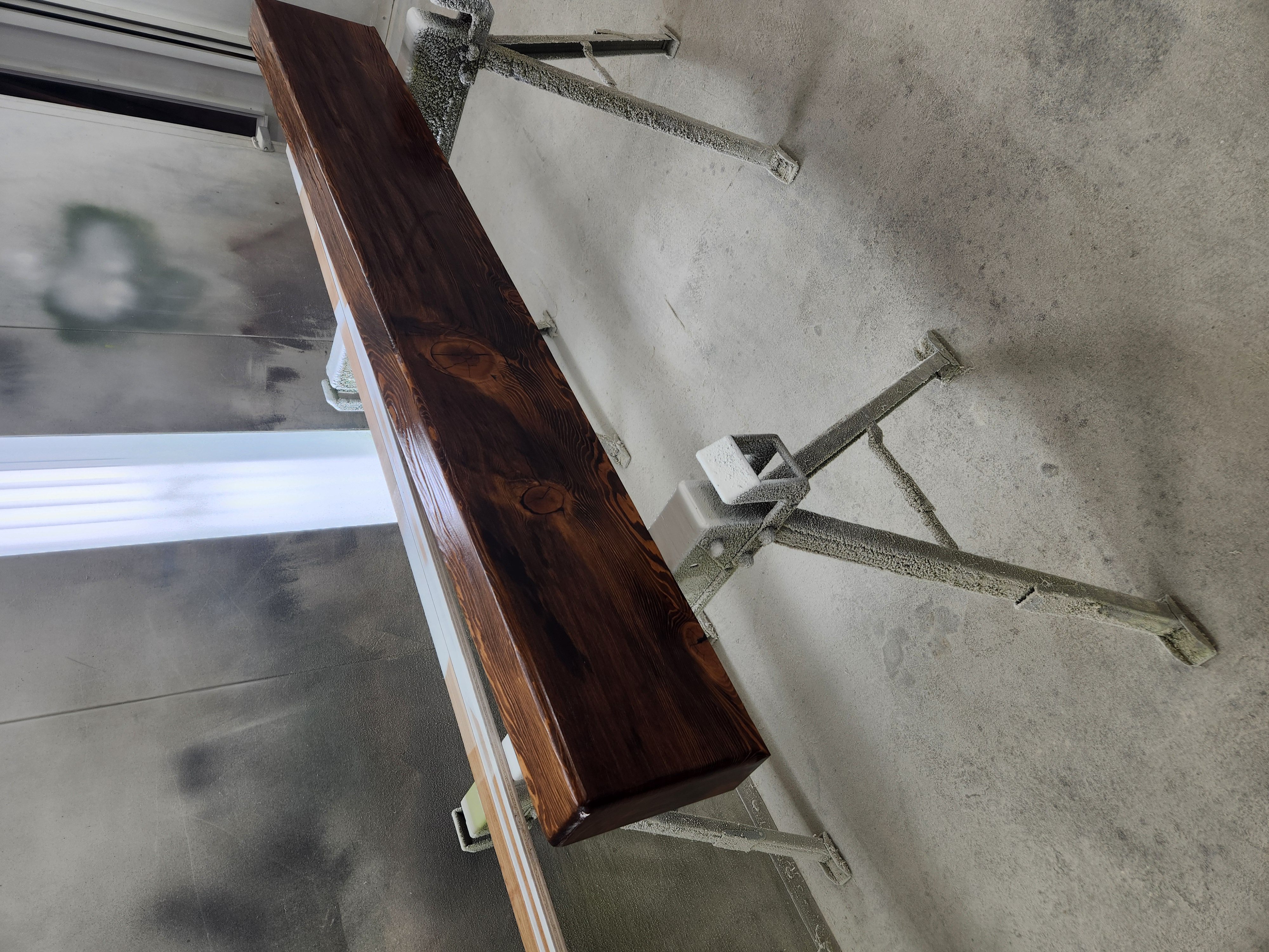 Dark walnut piece in the shop
